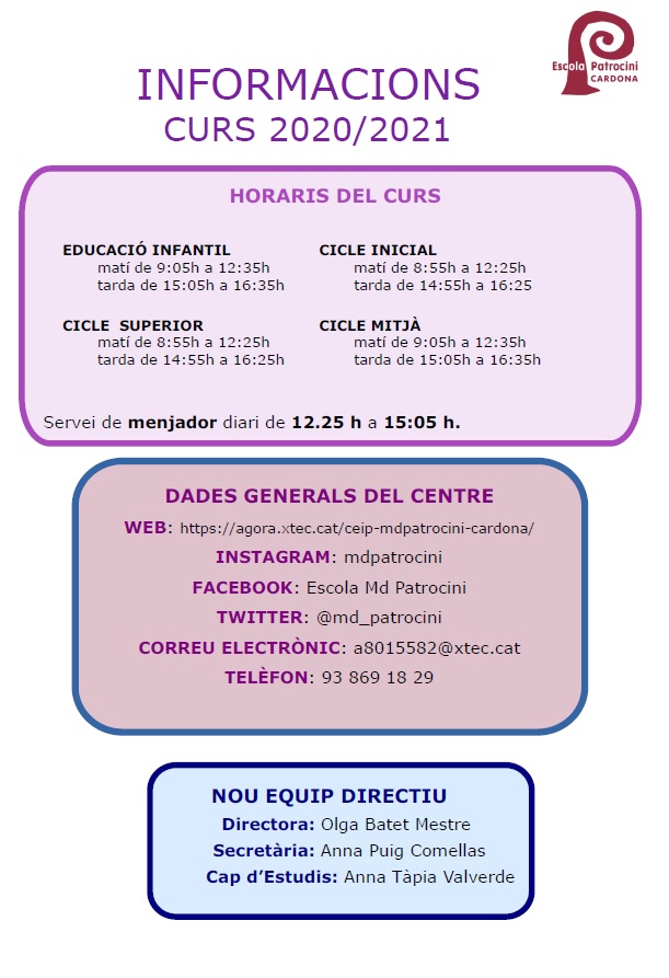 INFORMACIÓ INICI DE CURS